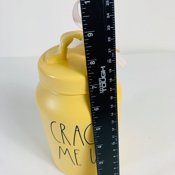 Rae Dunn Yellow Ceramic Canister Crack Me Up Lid Kitchen Decor Farmhouse - Picture 6 of 16